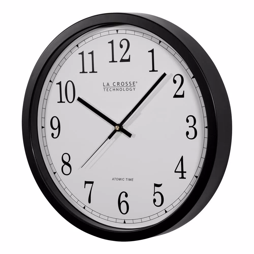 La Crosse Technology 14 in. Atomic Radio Controlled Analog Black Wall Clock