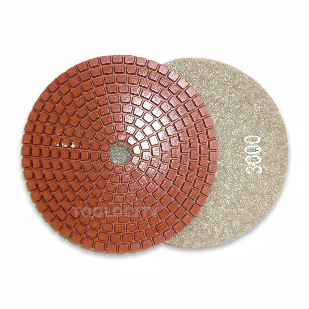 Toolocity JHX 4 in. Metal Bond Diamond Polishing Pad Set with Semi-Rigid Back Holder for Granite and Concrete