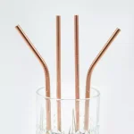 ExcelSteel 10 Pc Rose Gold Stainless Steel Reusable Straw Set with Cleaning Brushes thumbnail 4