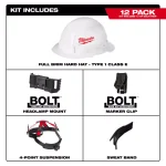 Milwaukee BOLT White Type 1 Class E Full Brim Hard Hat (12-Pack) thumbnail 3