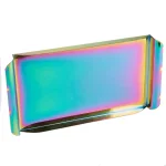 Mind Reader Assorted Color Rainbow Steel Rectangular Serving Tray with Handles thumbnail 6