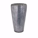 IMAX Jones Gray Oversized Floor Vase - Rustic Galvanized Metal Basket Weave Amphora thumbnail 1
