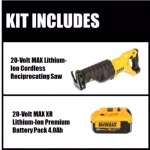 DEWALT 20V MAX Cordless Reciprocating Saw Kit with (1) 4.0 Ah Battery thumbnail 2