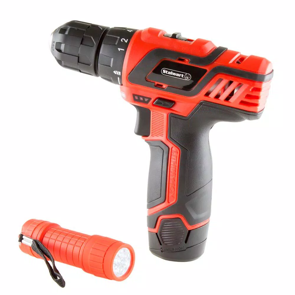 Stalwart 12V Lithium-Ion 3/8 in. Cordless 2-Speed Drill Set, 75-Piece Kit