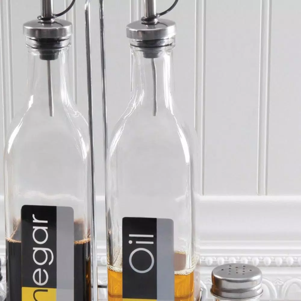 Gibson Home General Store 4-Piece Condiment Set with Stainless Steel Wire Caddy