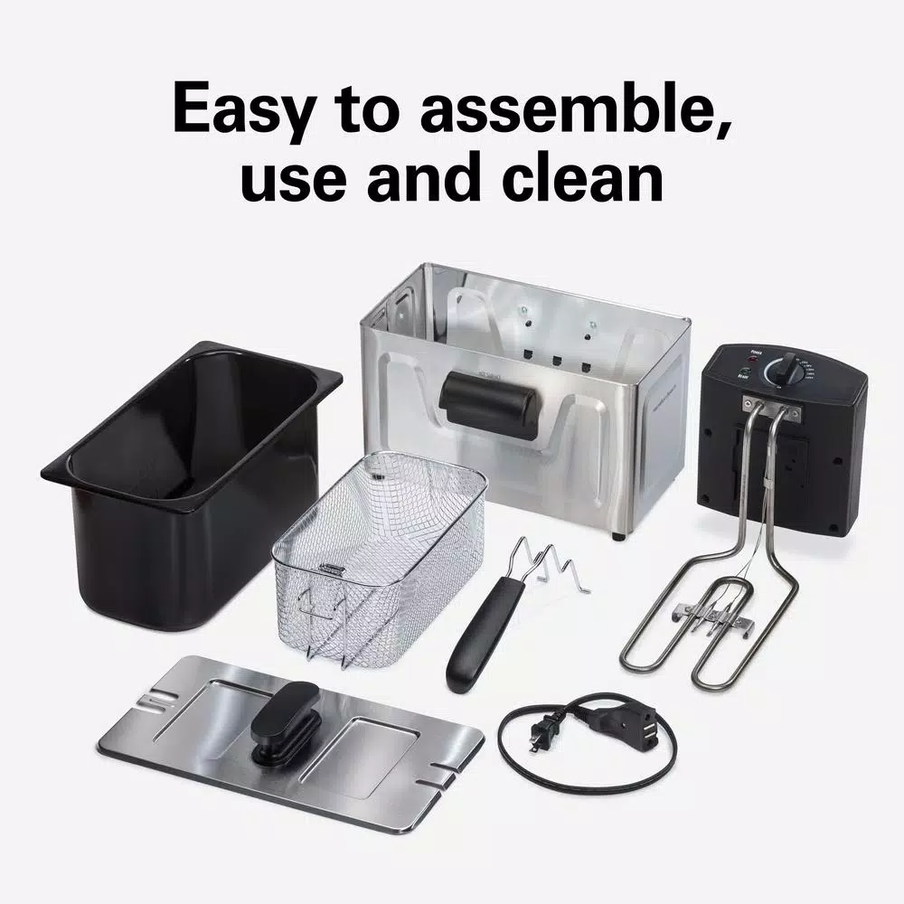Hamilton Beach 3 Qt. Stainless Steel Deep Fryer, 1500W Electric Countertop Fryer
