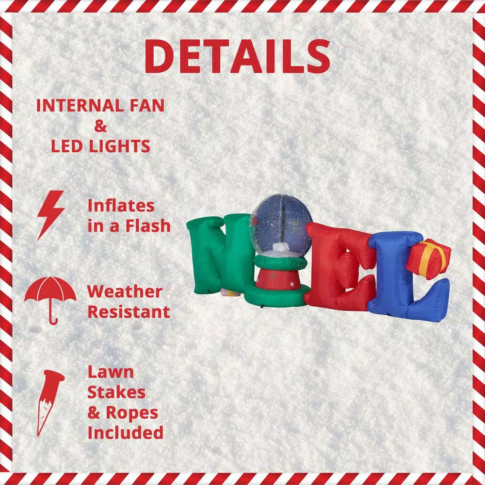 Fraser Hill Farm 8 ft. NOEL Snow Globe Christmas Inflatable with Animated Lights
