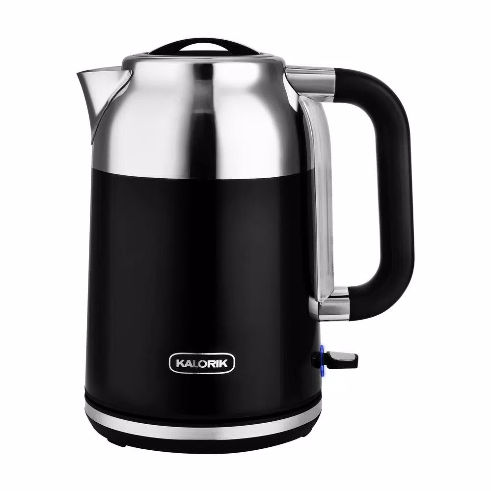 Kalorik Retro 1.7L Electric Kettle, 7-Cup Cordless Water Boiler, Black