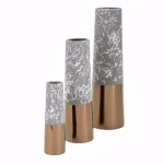 IMAX Galeno Gray Ceramic Vase Set of 3 - Modern Amphora Style with Copper Glaze thumbnail 1