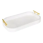 Kate and Laurel Lipton White Decorative Wood Tray with Gold Metal Handles thumbnail 4