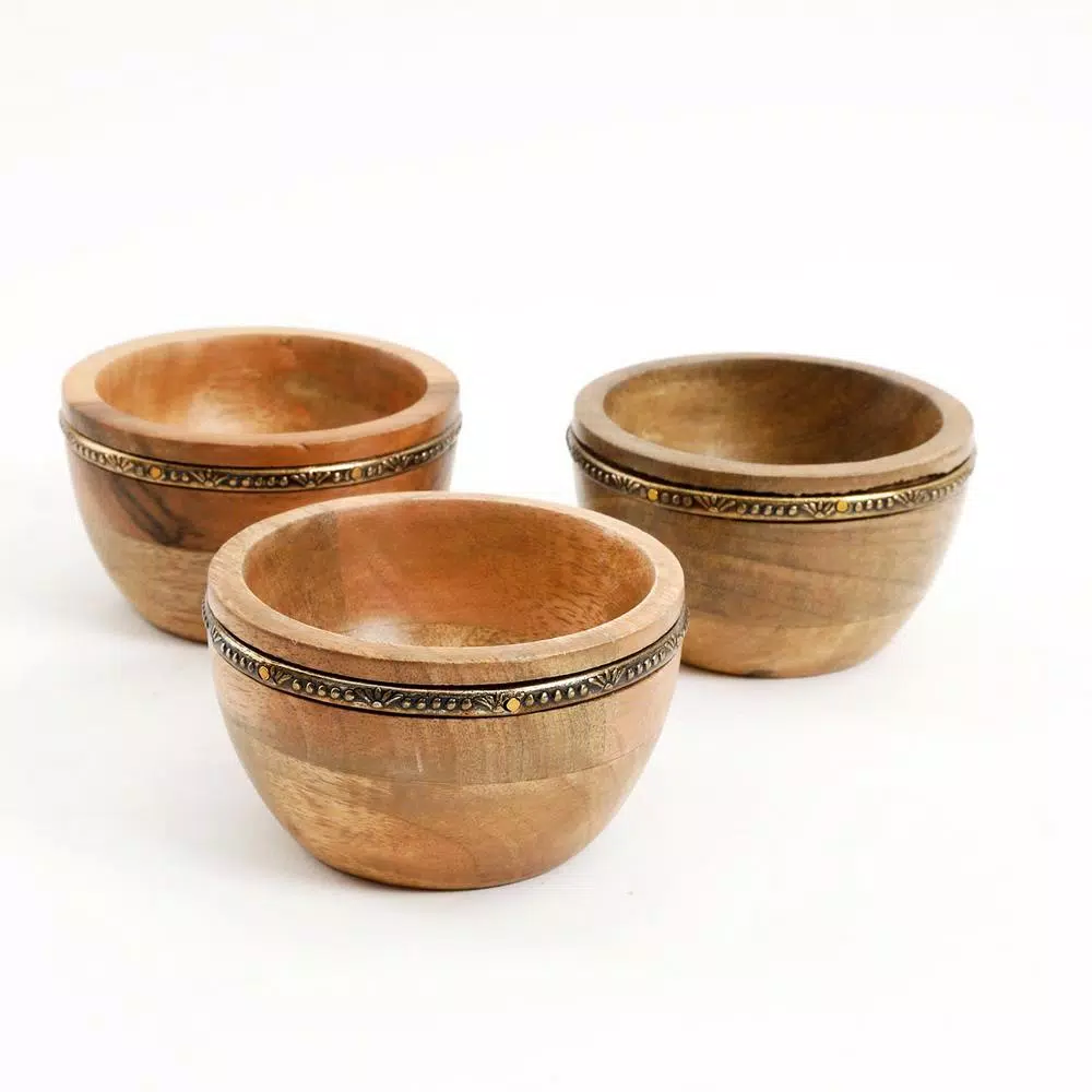 Gibson Elite Pinehurst 3-Piece Wood Condiment Bowls and Tray Set