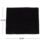 Noble House Toscana Black Faux Fur Throw Blanket, Modern Solid Pattern, 50 x 60 in. thumbnail 4