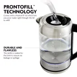 Ovente KG612S 1.7L Glass Electric Kettle, 1500W Silver Stainless Steel with Blue LED Light thumbnail 3