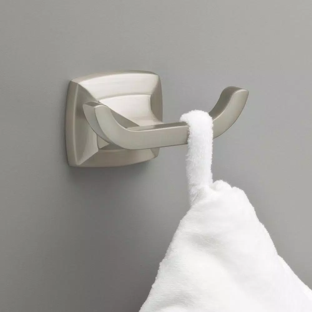 Delta Portwood Double Prong Towel and Robe Hook in SpotShield Brushed Nickel