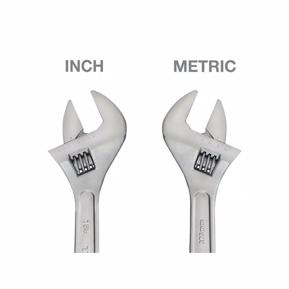 TEKTON 15 in. Adjustable Wrench, Carbon Steel with Satin Chrome Finish