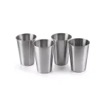 Outset 16 oz. Stainless Steel Beer Cup Set, Set of 4 Reusable Pint Glasses thumbnail 2