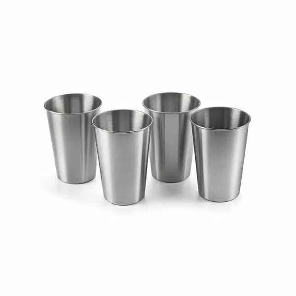 Outset 16 oz. Stainless Steel Beer Cup Set, Set of 4 Reusable Pint Glasses