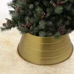 Glitzhome 22 in. Gold Metal Christmas Tree Collar - Shiny Painted Iron Tree Base thumbnail 2