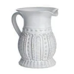 Abigails Charlot 32 fl. oz. Lace Design Ceramic Pitcher, Handmade in Portugal thumbnail 1