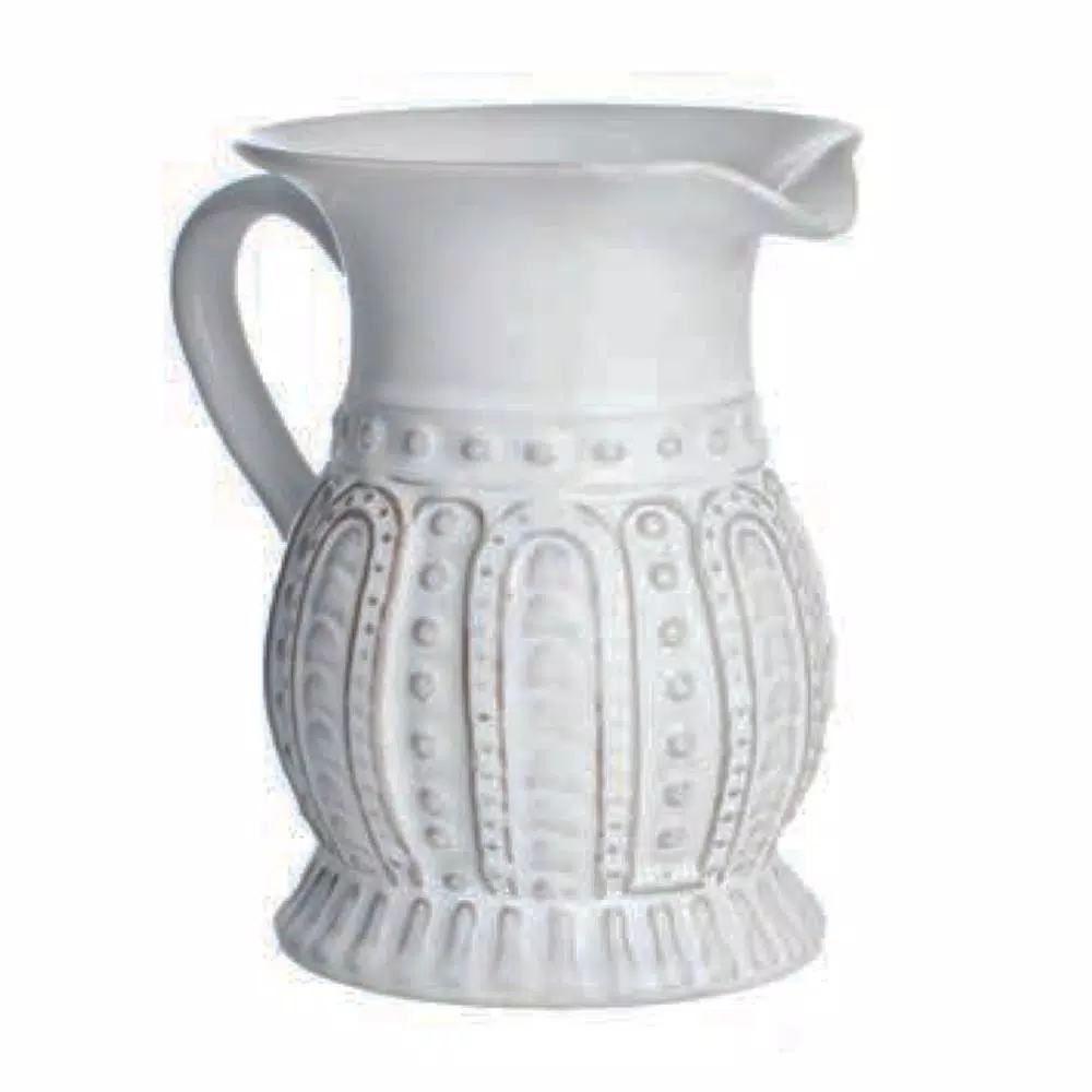 Abigails Charlot 32 fl. oz. Lace Design Ceramic Pitcher, Handmade in Portugal