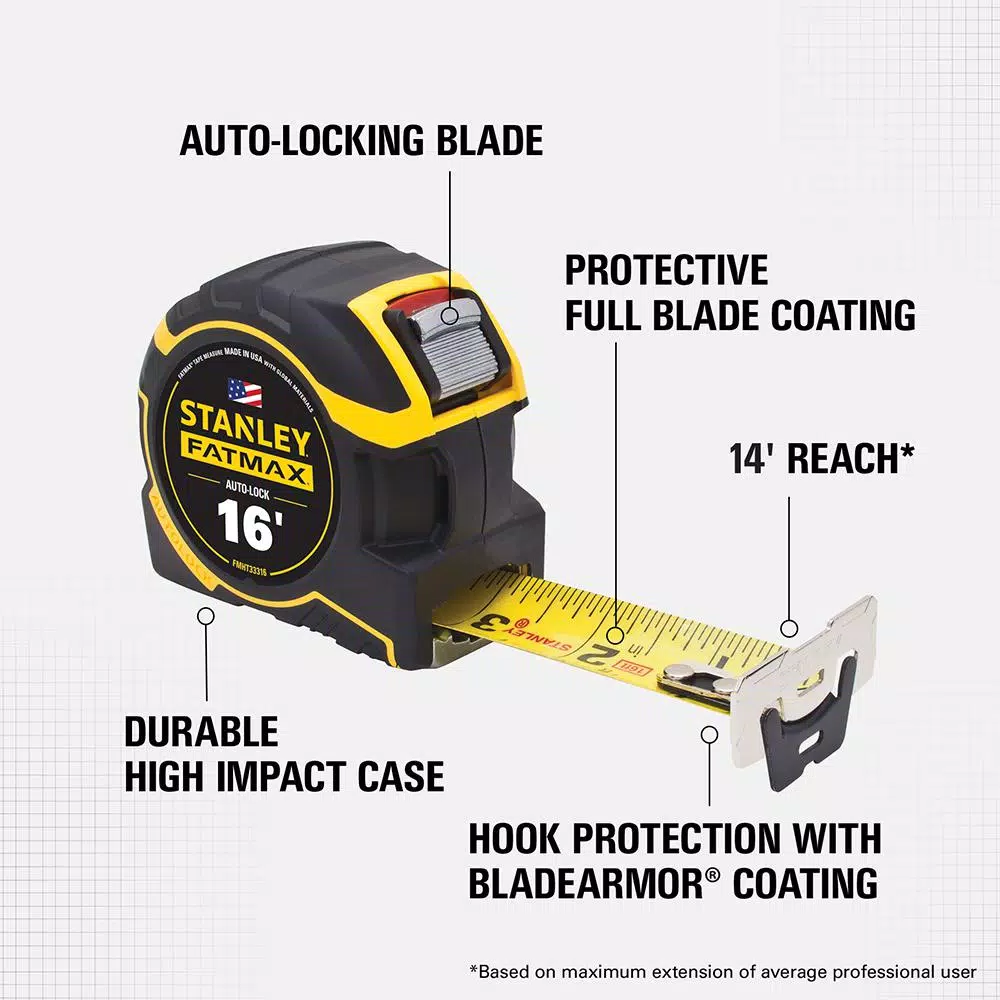 Stanley FATMAX 16 ft. Auto-Lock Tape Measure with BladeArmor