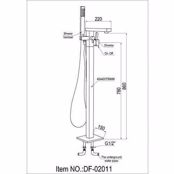 Vanity Art 34 in. Freestanding Single Handle Claw Foot Tub Faucet with Hand Shower, Brushed Nickel