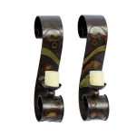 LITTON LANE 19 in. Scrolled Iron Candle Sconces with Metallic Brown Finish (Pair) thumbnail 1
