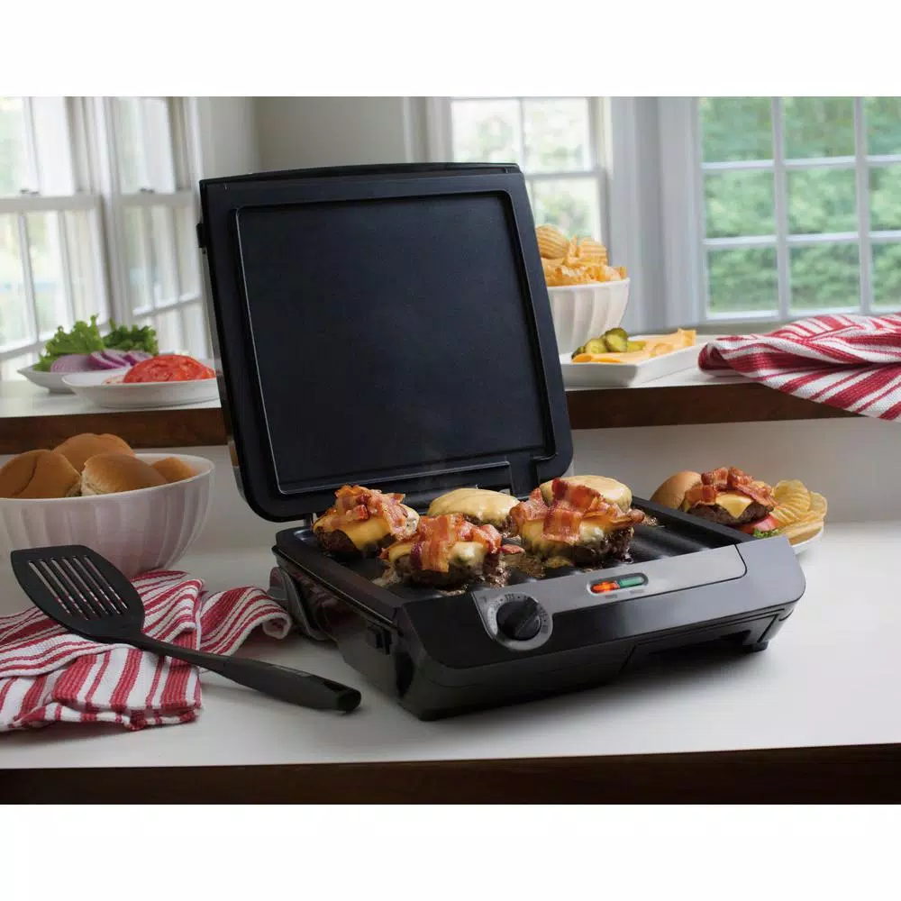 Hamilton Beach 3-in-1 MultiGrill Indoor Grill, Griddle, and Bacon Cooker, 200 sq. in. Nonstick Surface, Black