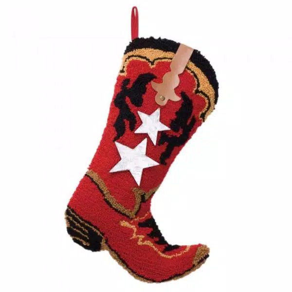 Glitzhome Red Boot Hooked Polyester Christmas Stockings, 19.69 in. (2-Pack)
