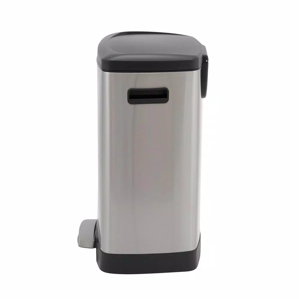 Household Essentials Summit 13 Gallon Rectangular Stainless Steel Step Trash Can with Soft-Close Lid