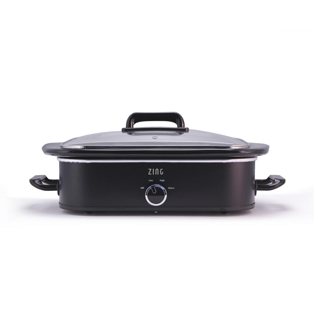 Zing 4 Qt. Black Slow Cooker with Locking Lid and Ceramic Pot Insert
