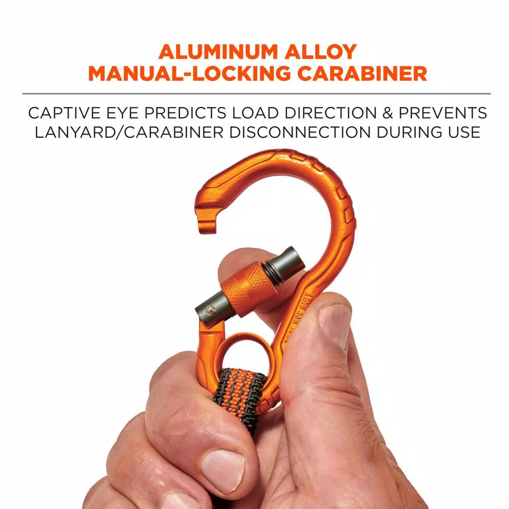 Ergodyne Squids 3110F(x) Dual Carabiner Tool Lanyard, Orange and Gray