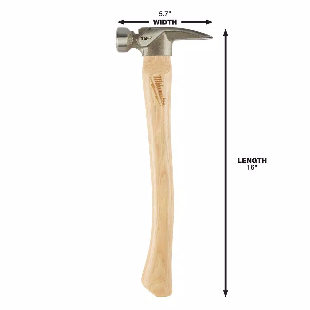 Milwaukee 19 oz. Milled Face Hickory Framing Hammer with Magnetic Nail Set and Hammer Loop