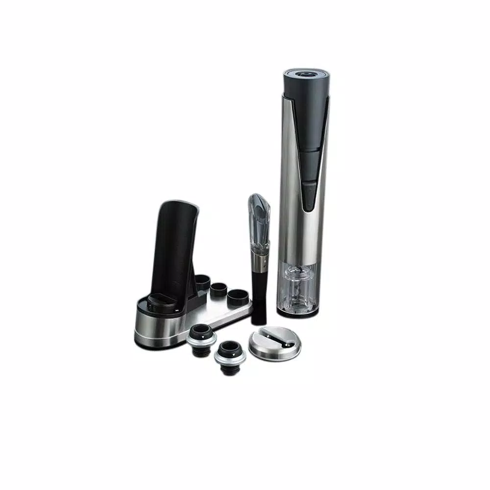 Wine Enthusiast Electric Blue 1 Wine Opener and Preserver Set with Rechargeable Stand