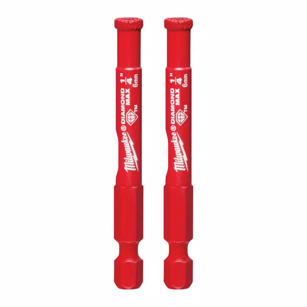 Milwaukee Diamond MAX Hole Saw Set, 2-Piece, 1/4 in. Hex Shank for Tile, Stone, and Glass
