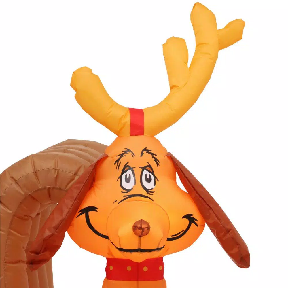 Gemmy 6 ft. Airblown Inflatable Grinch and Max on Sled Holiday Scene with LED Lights