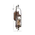 LITTON LANE Old World Riveted Burnished Bronze Iron Candle Sconce with Fleur-de-lis Motif thumbnail 7