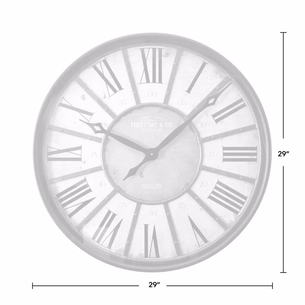 FirsTime 29 in. Roman Oil Rubbed Bronze Wall Clock, Oversized Industrial Style