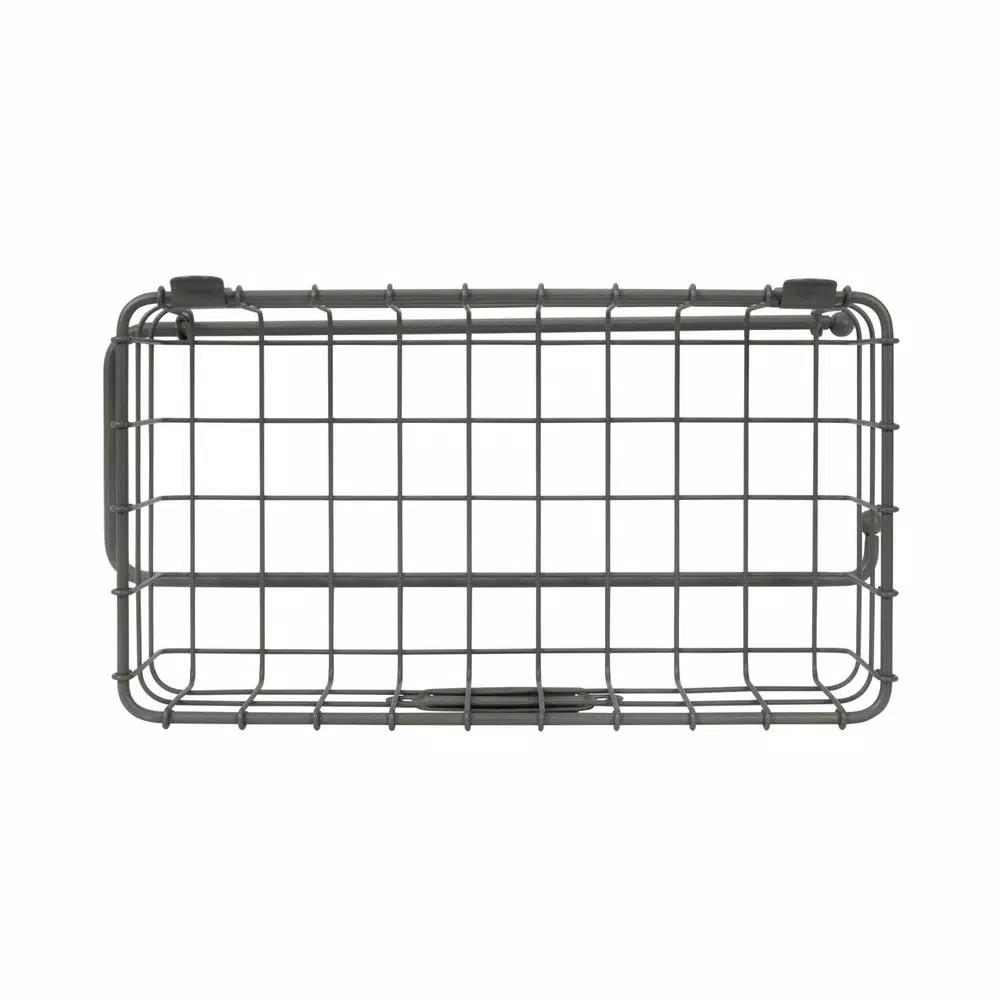 Spectrum Vintage Living Wall Mount Basket with Paper Towel Holder, Industrial Gray Steel