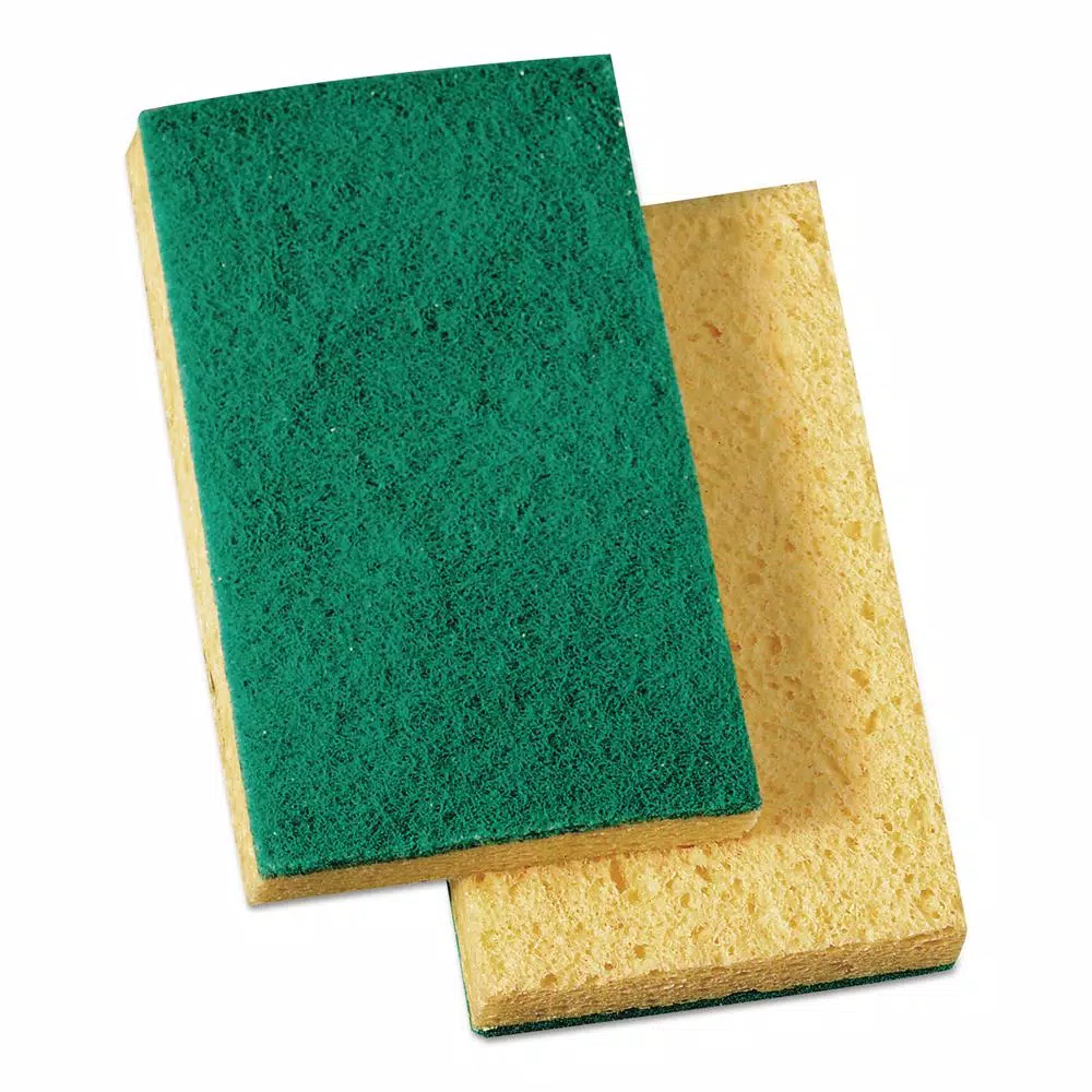 Boardwalk Medium-Duty Dual-Action Scrubbing Sponge, Yellow/Green, 3-5/8 in. x 6-1/10 in. (20-Carton Case)