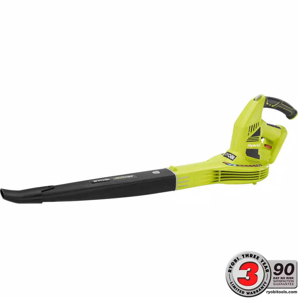 RYOBI ONE+ 18V Lithium-Ion Hybrid Cordless/Corded Leaf Blower, 150 MPH, 200 CFM (Tool Only)