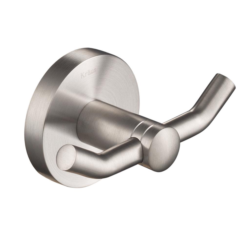 Kraus Elie Double Robe and Towel Hook, Brushed Nickel
