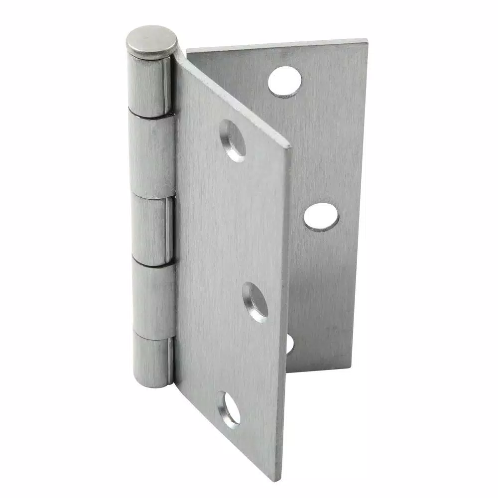 Hardware Essentials 3-1/2 in. Satin Chrome Residential Door Hinge, Square Corner, Full Mortise (9-Pack)