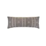 LR Home Embroidered Ethnic Floral Throw Pillow, 14 x 36 in, Gray and Cream Cotton thumbnail 1