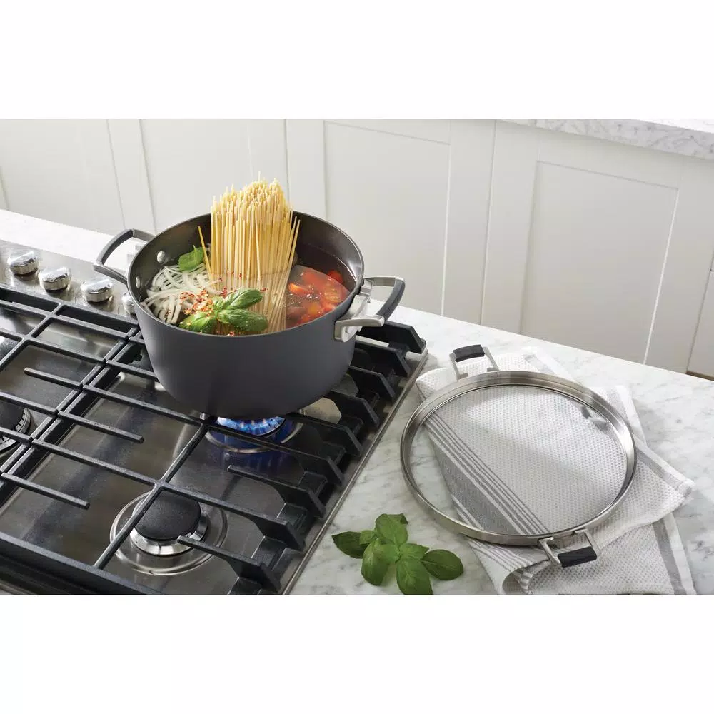Calphalon Select by Calphalon 6 Qt. Hard-Anodized Nonstick Stock Pot with Glass Lid, Black