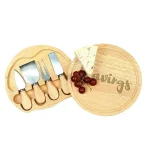 Cathy's Concepts Cravings 8 in. Wood Gourmet 5-Piece Cheese Board Set with Swivel Closure thumbnail 1