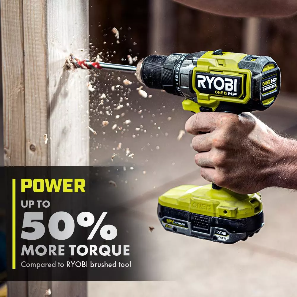 RYOBI 18V ONE+ HP Brushless 2-Tool Combo Kit: 1/2 in. Drill/Driver and 1/4 in. Impact Driver with (2) 2.0 Ah Batteries
