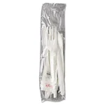 GEN White Plastic Wrapped Cutlery Kit with Napkin, Salt & Pepper - 250 Count thumbnail 2