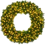 Best Choice Products 48 in. Pre-Lit LED Spruce Artificial Christmas Wreath with 200 Warm White Lights thumbnail 1