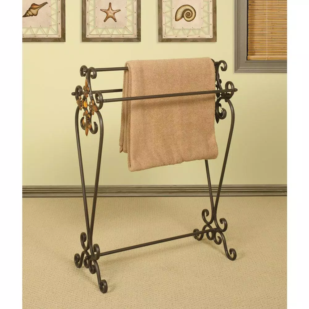 Unbranded Oil-Rubbed Bronze Scroll Metal Quilt Rack Stand